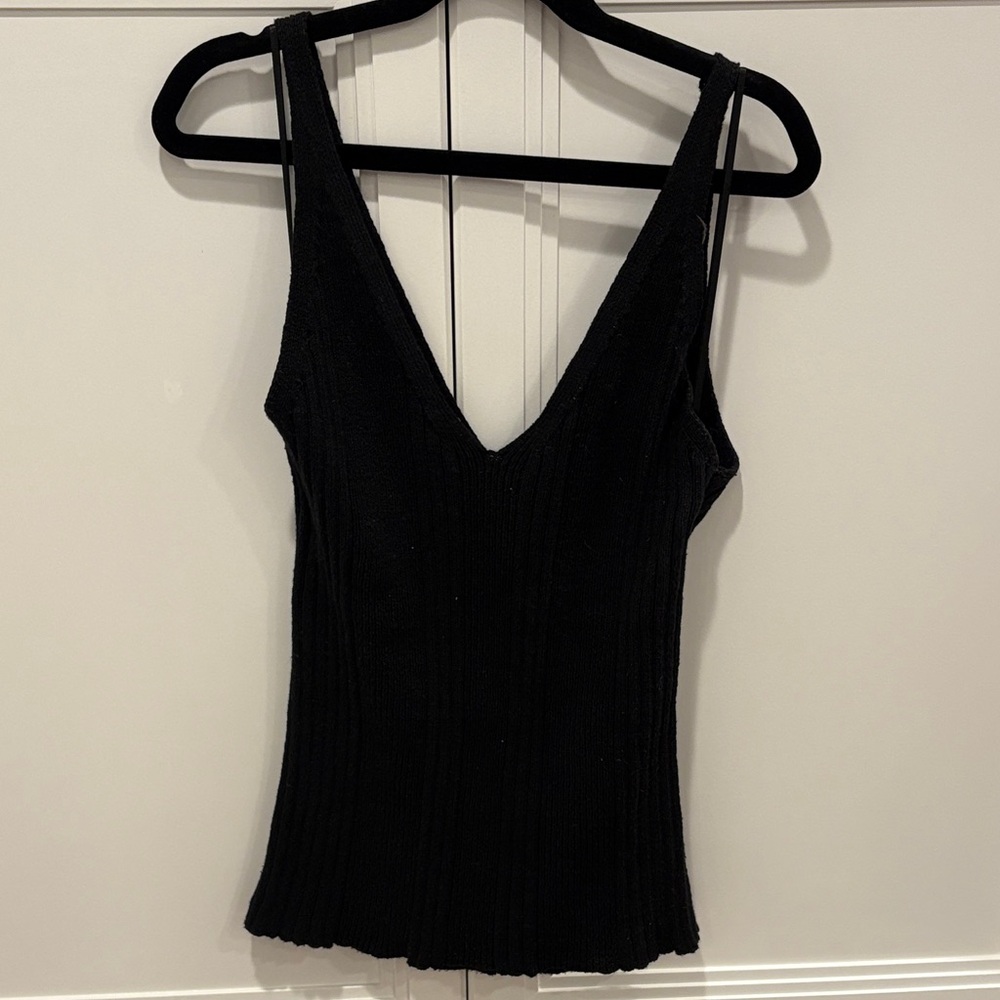 Anthropologie Black Ribbed Tank Top